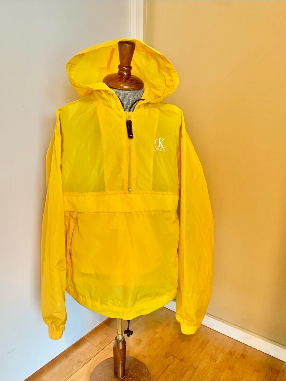 Vintage Calvin Klein Jeans Yellow Hooded Anorak Windbreaker Jacket
